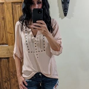 Pale pink studded blouse